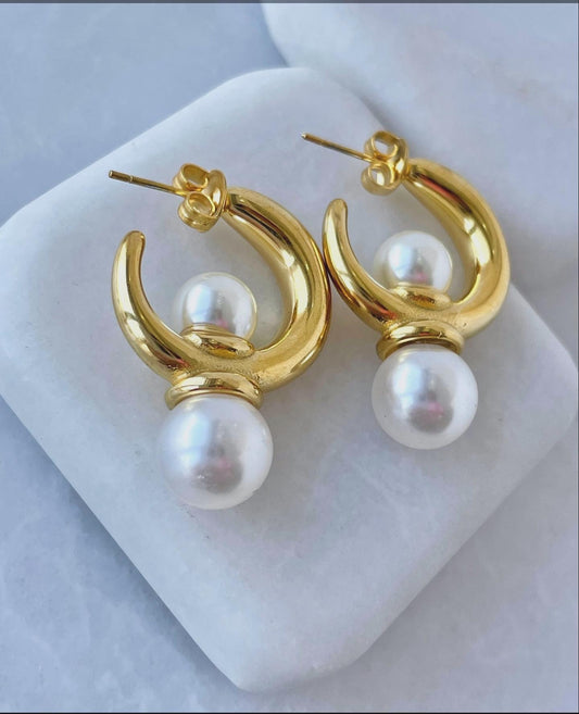 Pearl Earrings Gold Color