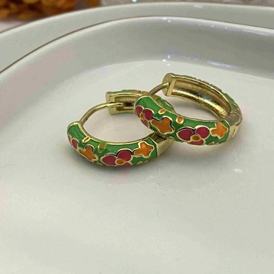 Colorful Hoop Earrings Green